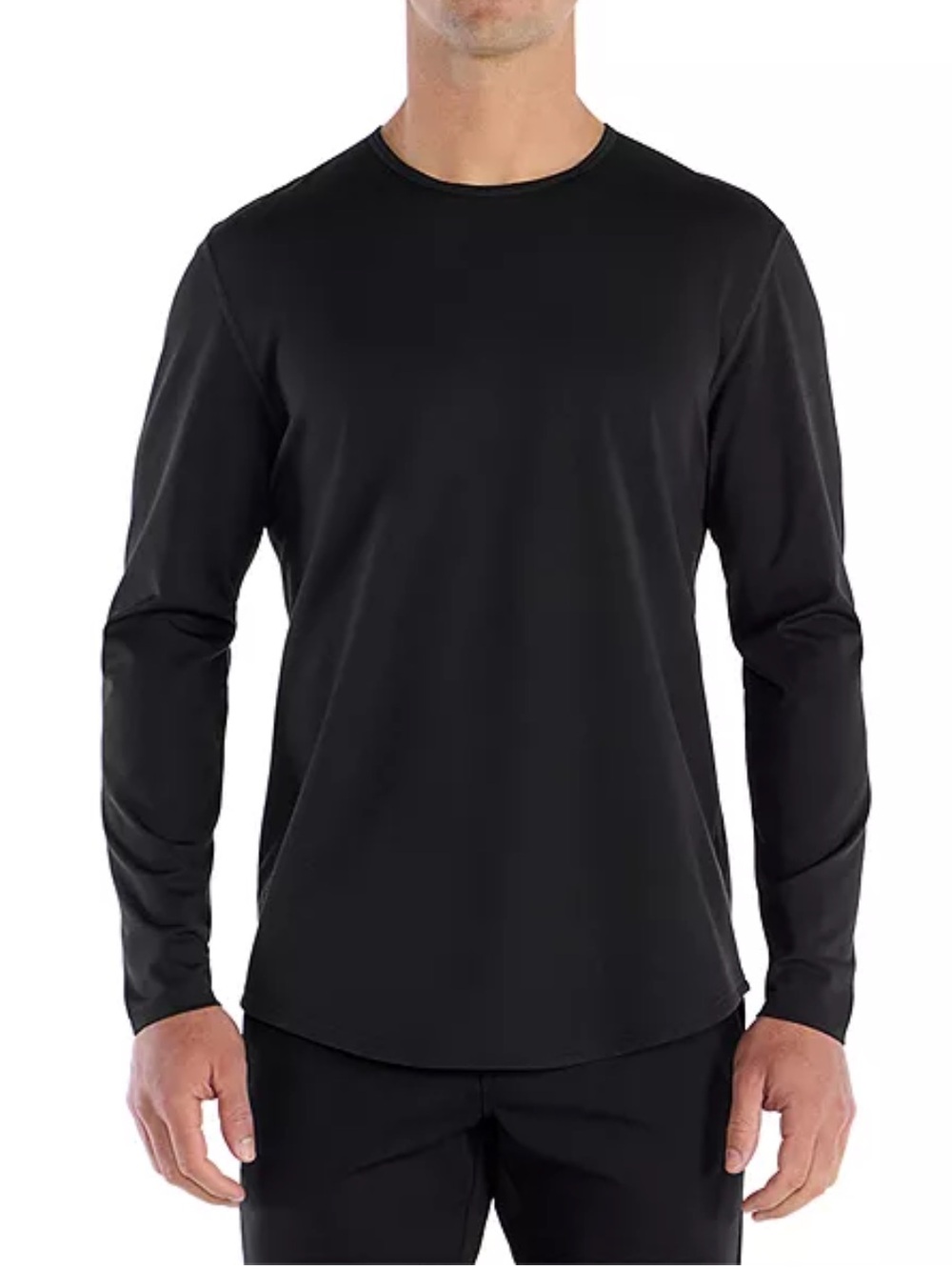 BYLT Basics Men's Black Long Sleeve Crew Neck Tee Stretch Athletic Shirt S